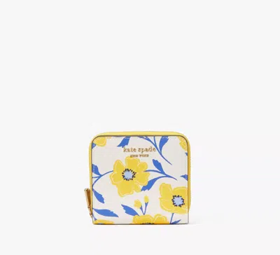 Shop Kate Spade Morgan Sunshine Floral Printed Small Compact Wallet In Cream