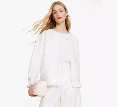 Shop Kate Spade Sequin Boxy Jacket In Fresh White