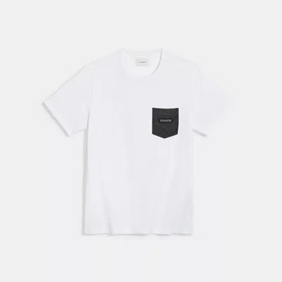 Shop Coach Essential Pocket T-shirt In Organic Cotton In White
