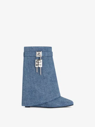 Shop Givenchy Shark Lock Ankle Boots In Denim In Blue