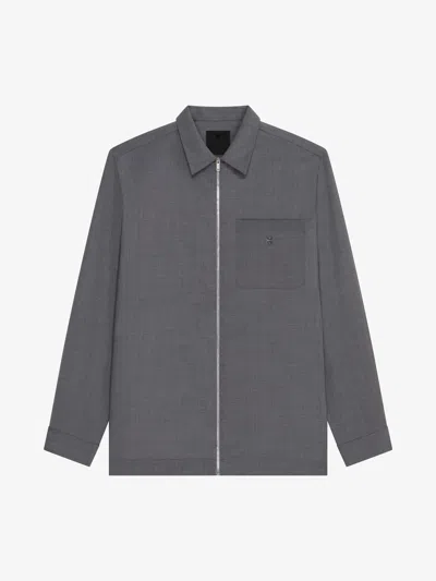 Shop Givenchy Zipped Shirt In Wool In Medium Grey
