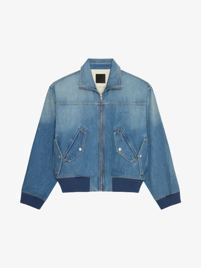 Shop Givenchy Bomber Jacket In Denim In Blue
