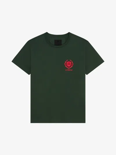 Shop Givenchy Crest Oversized T-shirt In Cotton In Green