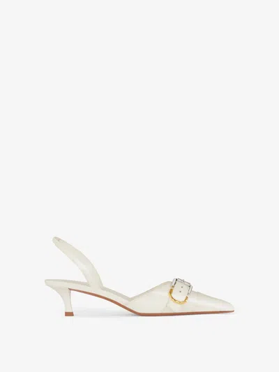 Shop Givenchy Voyou Slingbacks In Grained Leather In White