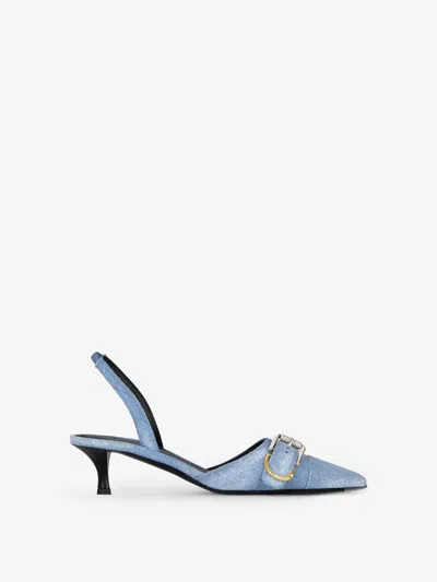 Shop Givenchy Voyou Slingbacks In Washed Denim In Blue