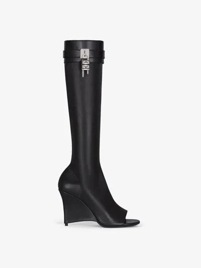 Shop Givenchy Shark Lock Stiletto Sandal Boots In Leather