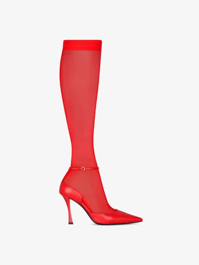 Shop Givenchy Show Pumps In Leather With Stockings In Red
