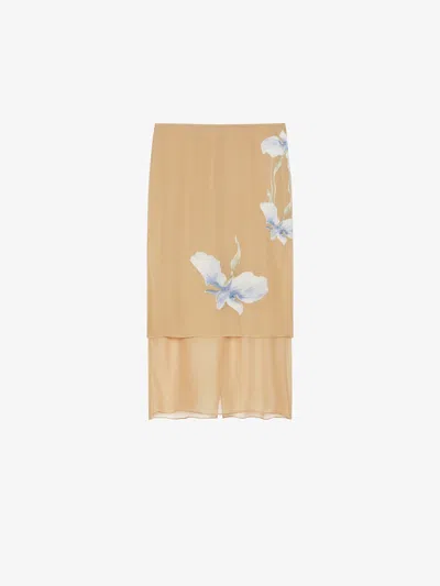 Shop Givenchy Skirt In Floral Dévoré Satin In Beige