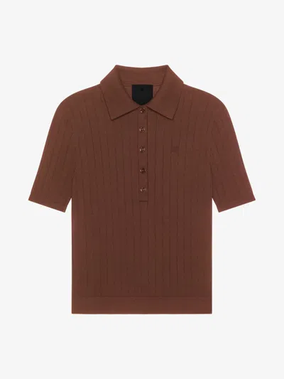 Shop Givenchy Polo Sweater In Wool In Brown
