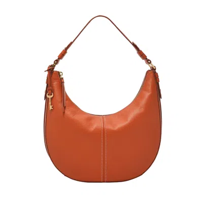 Shop Fossil Women's Shae Leather Large Hobo In Orange