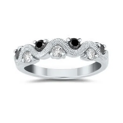 Shop Sselects 3/8 Carat Tw & White Diamond Wave Ring In 10k White Gold