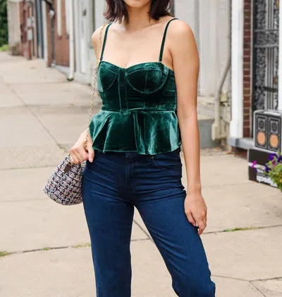 Cami Nyc Colette Cropped Bustier Peplum Top In Green