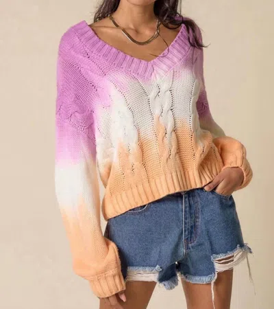 Blue Blush Tie Dye Sweater In Purple/white/coral In Purple