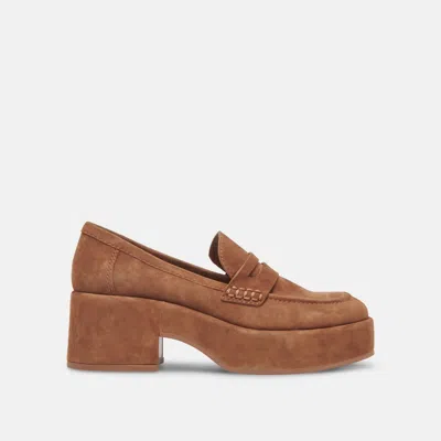 Shop Dolce Vita Yanni Suede Platform Loafer In Chestnut In Brown