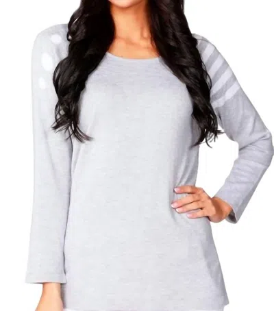 Shop Angel Dot Stripe Scoop Top In Silver/white In Grey