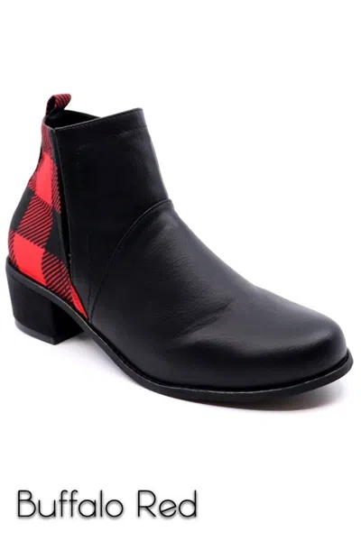 Shop Everglades Ally 2 Ankle Boots In Buffalo Plaid Red/black