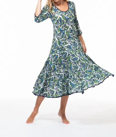 Shop Paisley And Pomegranate Ruby Cotton Sun Dress In Parrot Jungle Print In Green