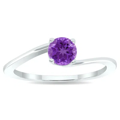 Shop Sselects Women's Solitaire Amethyst Wave Ring In 10k White Gold