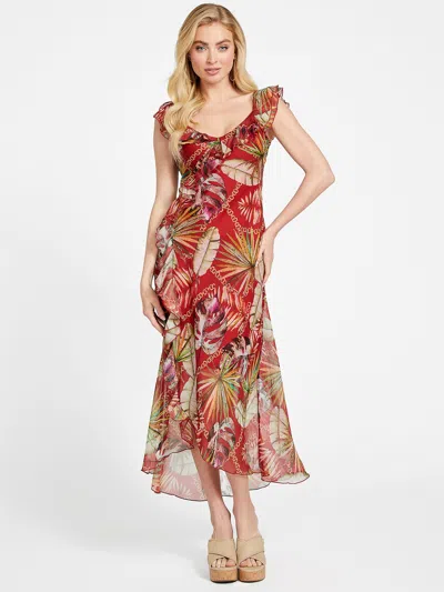 Shop Guess Factory Eco Xena Printed Maxi Dress In Multi