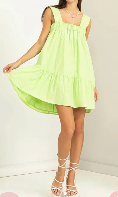 Shop Hyfve Sleeveless Ruffled Mini Dress In Chartreuse In Green