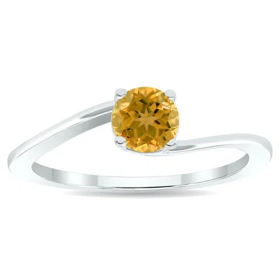 Shop Sselects Women's Solitaire Citrine Wave Ring In 10k White Gold