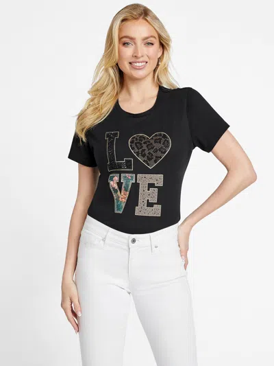 Shop Guess Factory Adora Love Tee In Black