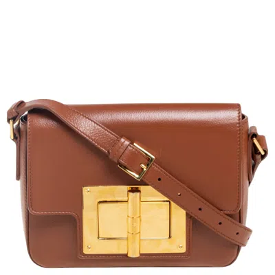 Shop Tom Ford Leather Small Natalia Shoulder Bag In Brown