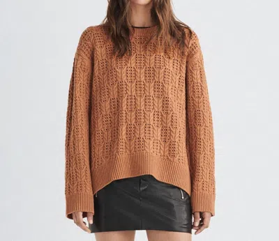 Shop Rag & Bone Divya Cable Crew Sweater In Camel In Brown