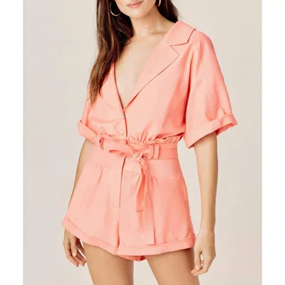 Shop For Love & Lemons Millie Romper In Mango In Pink