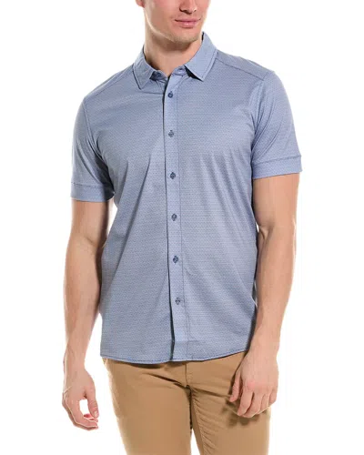 Shop Raffi Mini Dot Printed Button Front Shirt In Blue