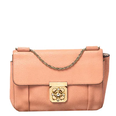 Shop Chloé Leather Medium Elsie Shoulder Bag In Orange