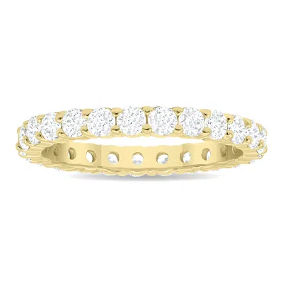 Shop Sselects 1 1/2 Carat Tw Low Set Diamond Eternity Band In 10k Yellow Gold