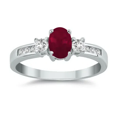 Shop Sselects Ruby And Diamond Regal Channel Ring In Pink