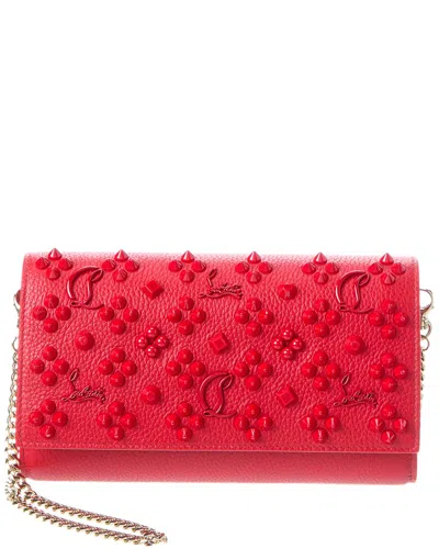 Shop Christian Louboutin Paloma Leather Wallet On Chain In Red