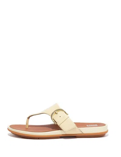Shop Fitflop Gracie Toe-post Sandals In Pale Yellow In Beige