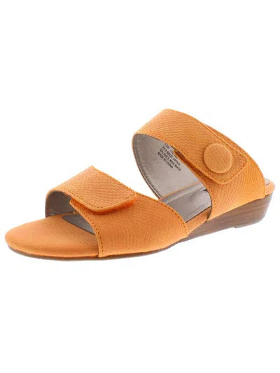 Shop Array Key West Womens Faux Leather Snake Embossed Wedge Sandals In Orange