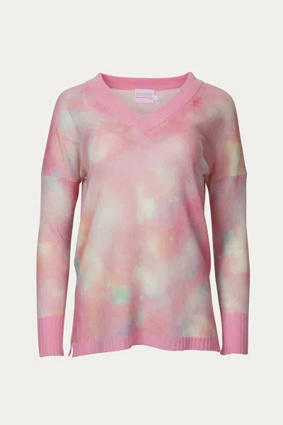 Shop Brodie Cashmere Daydream Harriet V-neck Sweater In Pink Mix Print