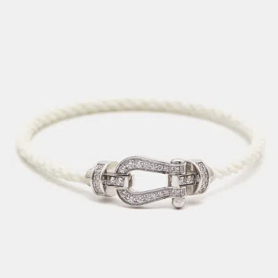 Shop Fred Force 10 Diamond 18k White Gold Steel Cord Bracelet