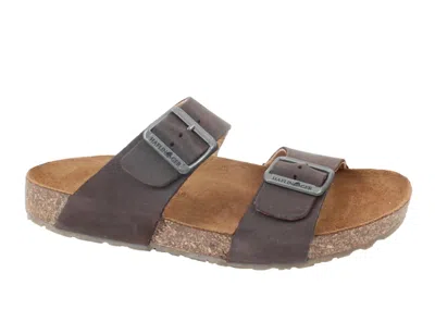 Shop Haflinger Women's Andrea Two Strap Sandals In Brown In Grey