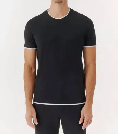 Shop Atm Anthony Thomas Melillo Classic Jersey Double Trim Tee In Black/white In Multi