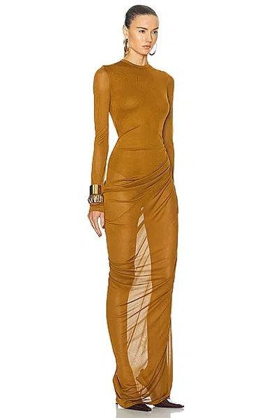 Shop Saint Laurent Voile Jersey Gown In Cumin