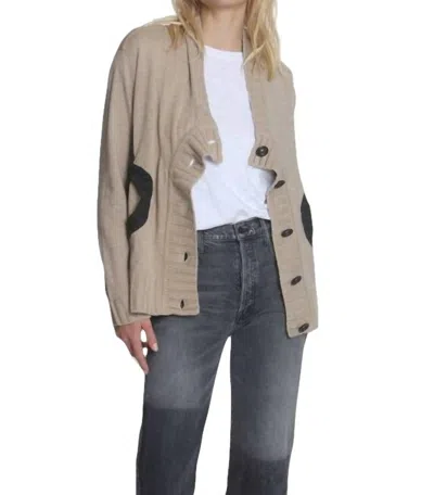 Shop Label+thread Willow Button Cardigan In Barley/charcoal In Beige