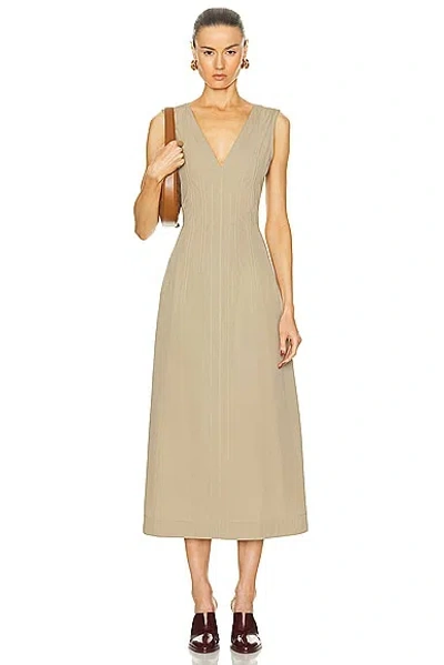 Bottega Veneta Open-back Compact Cotton Dress In Sand