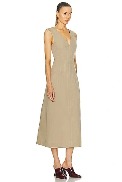 Bottega Veneta Open-back Compact Cotton Dress In Sand