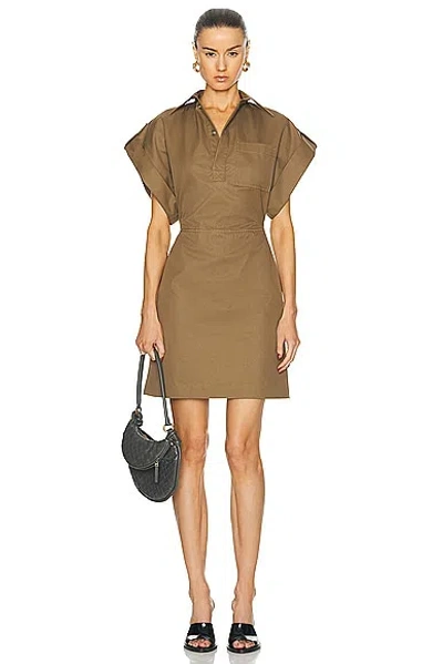 Shop Bottega Veneta Cotton Gabardine Dress In Dark Sand