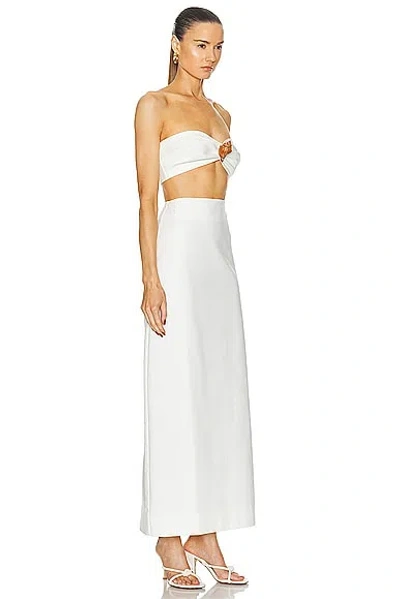 Shop Adriana Degreas Cotton Solid Top & Skirt Set In Off White