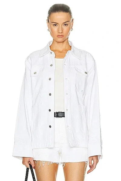 Shop Grlfrnd Jessie Body Drill Shirt Jacket In White Rip