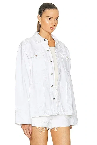 Grlfrnd Jessie Body Drill Shirt Jacket In White Rip