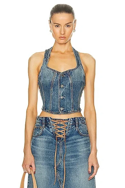 Grlfrnd Phoebe Laced Halter Top In Nashville Suede
