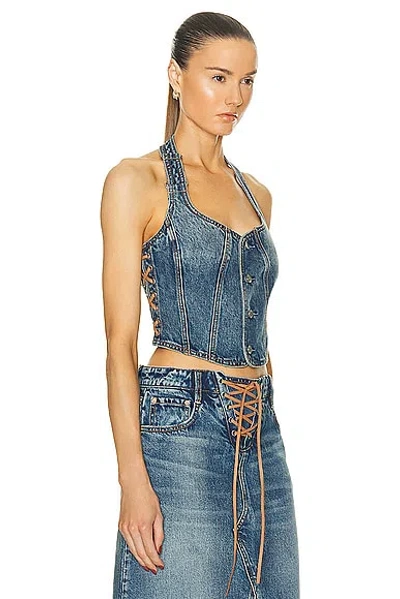 Grlfrnd Phoebe Laced Halter Top In Nashville Suede
